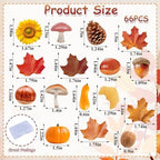 66PCS Edible Fall Leaves Cupcake Toppers Wafer Paper Autumn Maple Leaves Cake Decorations Edible Ginkgo Leaf Acorn Cupcake Picks for Autumn Thanksgiving Party Birthday Decor Supplies