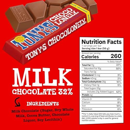 Tony’s Chocolonely Rainbow Chocolate Candy Bar Variety Pack, Belgian Dark & Milk Chocolate With Sea Salt, Caramel, Almond, Hazelnut, & Nougat, Made From Quality Fairtrade Cocoa, 6 Bars, 10.16 Oz