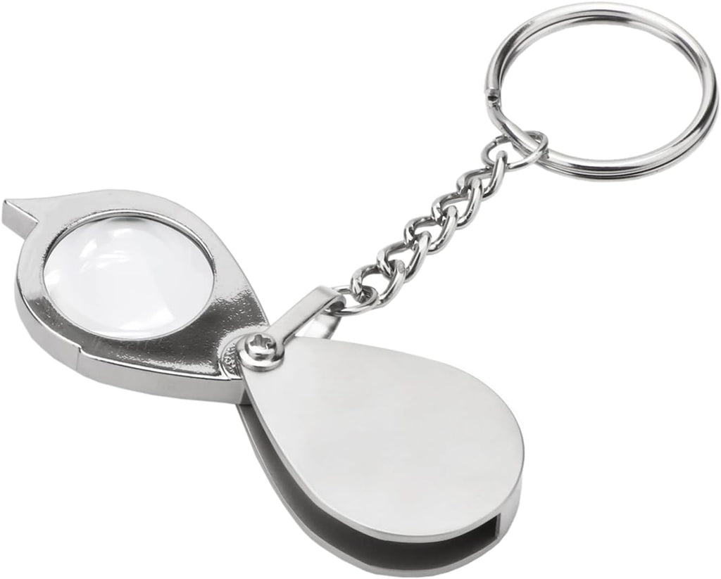 Rongon Small Pocket Magnifying Glass 10X Jewelers Loupe Magnifier Folding Magnifying Lens Keychain Jewelry Loop for Apply to Reading Science Jewelry Hobbies Books