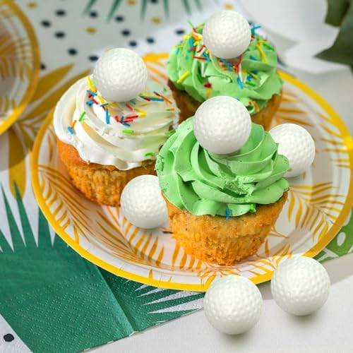 Golf Ball Cake Topper Decorations Mini Golf Ball CupCake Decorations for Golf Sport Birthday Supplies (Style 03)