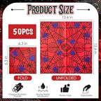 Halloween Spider Web Napkins, 6.5"x6.5"(50-Pack) Themed Party Cocktail Disposable Paper Napkins, Spider Webs & Spider Pattern Napkin, Decorative Dinner Hand Napkins for Festival Birthday Decoration
