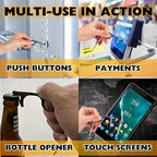 No Touch Door Opener tool 4 Pack - Premium keychain multitool - Hygienic Touch free Keychain tool - Touchscreen stylus, Button pusher, Bottle opener - Great for Employee appreciation gifts