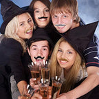 36 Pieces Fake Mustaches Beard, Self Adhesive Costume Accessories Novelty Mustache Fiesta Party Supplies for Masquerade Party (Black)