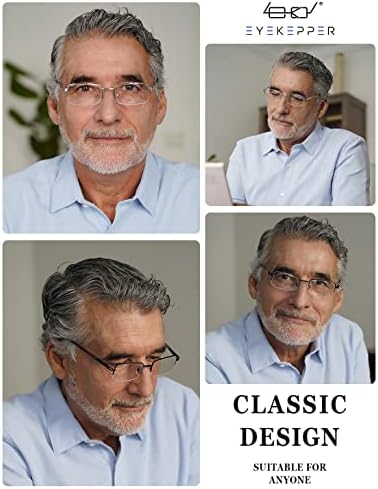 Eyekepper 5-pack Rectangle Metal Half-rim Spring Hinges Reading Glasses Include Computer Readers +1.5