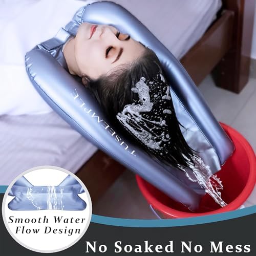 Portable Shampoo Bowl for Home, Portable Hair Washing Station for Sink, Hair Washing Tray for Sink at Home (Silver)