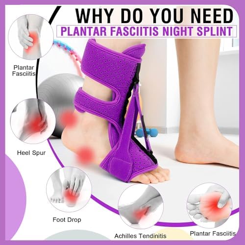 Plantar Fasciitis Night Splint-Adjustable Planter Facetious Relief Brace,Plantar Fasciitis Relief Women Men Straps,Support Relief Foot Drop Achilles Tendonitis(1PC)