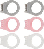 ULTECHNOVO 6pcs Portable Finger Ring Toothbrushes Set, Mini Wear-Resistant Silicone Oral Cleaning Brushes for Travel, Hiking, and Outdoor Use, White Grey Pink