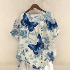 Plus Size T Shirts for Women Floral Print Short Sleeve Cotton Linen Bohemian Workout Crewneck Graphic Casual T Shirts