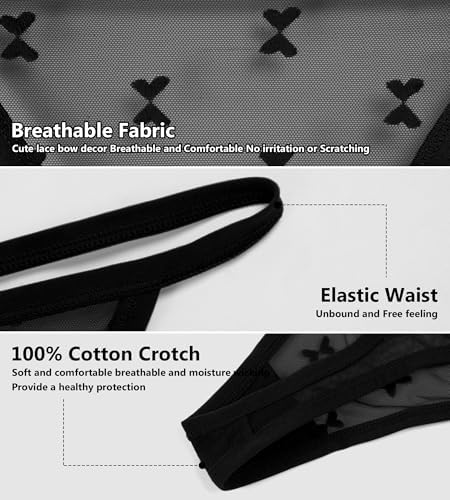J-pone G-String Thongs for Women T-back Lace Hollow Out Low Waist Thongs Breathable Cheeky Sexy Underwear Panties 5Pack