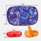 Serfeymi Weekly Travel Pill Organizer 2 Times A Day AM PM Upgraded Rainbow Pill Box 7 Day with Portable Zipper Canvas Pill Case, Medicine Organizer for Pills, Vitamins, Fish Oils - Purple 01