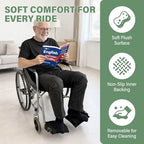 SPRING SEAON Wheelchair Footrest Covers, 1 Pair Soft Plush Foot Rest Pads with Non-Slip Backing, Removable Foam Insert, Hook-and-Loop Closure, Fits Most Standard Wheelchairs (Black)