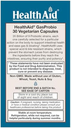 HealthAid Title: GasProbio 35 Billion CFU 9‑Strain Vegetarian Probiotic + Prebiotic, 30 Capsules | Acid & Bile Resistant, Non‑GMO Digestive & Gas Support