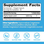 Doctor's Best Alpha Lipoic Acid Supplement 600mg - Alpha-Lipoic Acid Caps for Men & Women, ALA Antioxidant Support for Nerve Health, Aids in Cellular Function, Non GMO, Gluten Free - 60 Veg Capsules