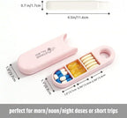 Slim Travel Pill Organizer, Small Daily Pill Case, Compact Portable Pill Holder, 3 Compartments Daily Vitamin Box (Pink)