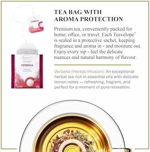 Ronnefeldt Teavelope Verbena – Naturally Caffeine-Free Herbal Tea with Lemon Verbena – 25 Individually Wrapped Tea Bags