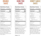 Kevin's Natural Foods Paleo Simmer Sauce Variety Pack - Stir-Fry Sauce, Gluten Free, No Preservatives, Non-GMO - 3 Pack (Orange/Kung Pao/Honey Garlic)