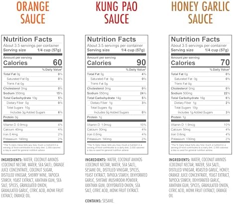 Kevin's Natural Foods Paleo Simmer Sauce Variety Pack - Stir-Fry Sauce, Gluten Free, No Preservatives, Non-GMO - 3 Pack (Orange/Kung Pao/Honey Garlic)