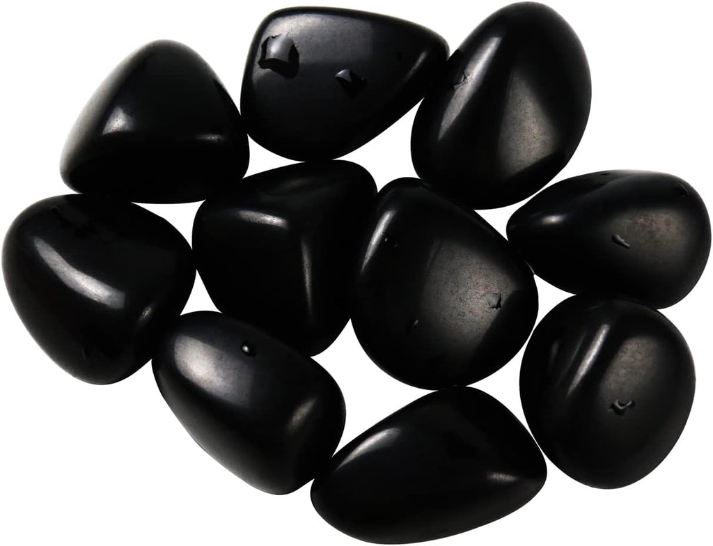 Tumbled Polished Natural Black Obsidian Stones, Crystals and Healing Stones Quartz Bulk for Wicca, Reiki, Healing Energy, Chakra Stones, Witchcraft Supplies(10Pcs)