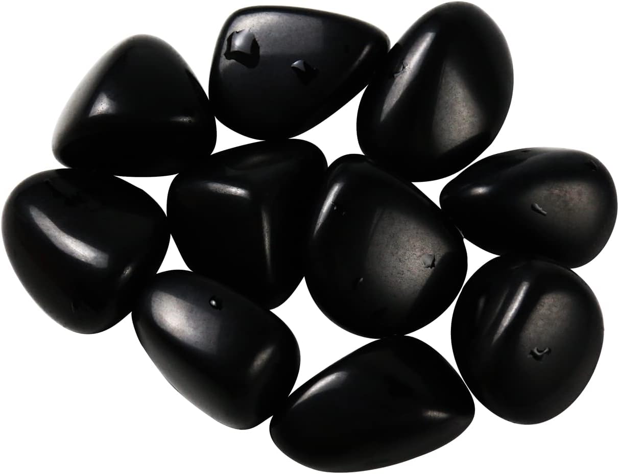 Tumbled Polished Natural Black Obsidian Stones, Crystals and Healing Stones Quartz Bulk for Wicca, Reiki, Healing Energy, Chakra Stones, Witchcraft Supplies(10Pcs)