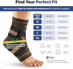 PAPLUS Ankle Brace for Women & Men, Copper Infused Compression Sleeve for Plantar Fasciitis Relief, Achilles Tendonitis Brace with Ankle Support for Sprained, Foot Pain, Sports Recovery