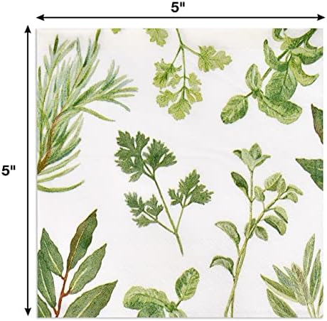 Gift Boutique 100 Herbs Botanical Cocktail Beverage Napkins Disposable Paper Spring Greenery Dessert Napkin for Spring Flower Wedding Holiday Birthday Party Bridal & Tableware Party Supplies