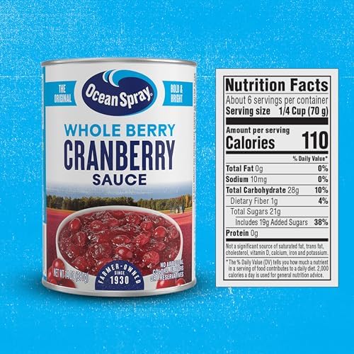 Ocean Spray Whole Cranberry Sauce, Canned Side Dish, 14 Oz Can (Pack of 1)