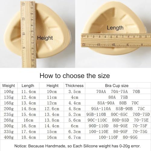 TUBETOP Fake Breast Forms Lightweight Silicone Fake Boob Push Up Breast Pads Breastplate for Crossdressing Cosplay Mastectomy Beige-135g