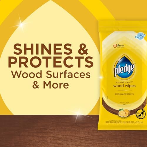 Pledge Expert Care Enhancing Wood Wipes, Lemon Scent, 24 Count