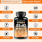 VITBOOST Vitamin D3 K2 Complex - Easy to Swallow - Vitamin D (D3) 5000 IU (125 mcg) & K2(MK-7) 90 mcg | Non-GMO | Gluten-Free | USA Made | 120 Capsules