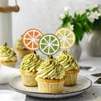 Rsstarxi 24 Pack Lemon Cupcake Toppers Lemon Party Decorations Glitter Summer Fruits Theme Lemonade Cupcake Picks for Baby Shower Boy Girl Birthday Party Cake Decorations Multi