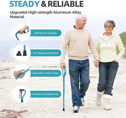 BeneCane Walking Cane for Men & Women Adjustable Cane with Offset Soft Cushioned Handle -Portable Lightweight Sturdy Mobility Walker Aid for Elderly, Seniors Collapsible Cane