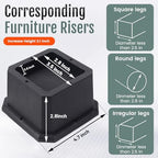 BTSD-home Furniture Risers 2 Inch Bed Risers Heavy Duty Adjustable Dorm Bed Lifts Risers Table Desk Chair Leg Extenders 4 Pack Black
