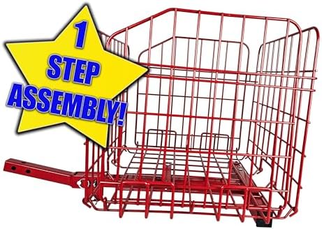 Foldable Folding Scooter Rear Basket for Golden & Pride Mobility Scooters & Powerchairs (Only Works with Scooters & Power Chairs Equipped with 1" x 1" Hitch Receiver) (Red)