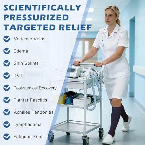 Beister Medical Open Toe Knee High Calf Compression Socks for Women & Men, Firm 20-30 mmHg Graduated Support Hosiery for Varicose Veins, Edema, Flight, Pregnancy （A Pair）