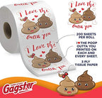 Romantic Toilet Paper Roll by Gagster - 3 Ply Funny Novelty Gag TP - 200 Sheets Per Roll For Birthday Valentine's Day and Anniversary Gag Gift Printed on Every Sheet - I Love the "Stuffing" Outta You