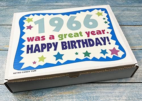 RETRO CANDY YUM ~ 1966 60th Birthday Gift Box Nostalgic Candy Assortment from Childhood for 60 Year Old Man or Woman Born 1966