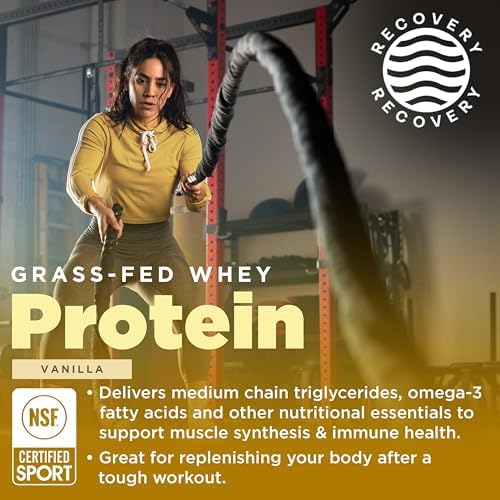 Gnarly Nutrition Vanilla Protein Powder – NSF Sport Certified – 25g Protein, Muscle Repair – Grass Fed Whey Powder, Smooth Taste – Vanilla, 32 oz