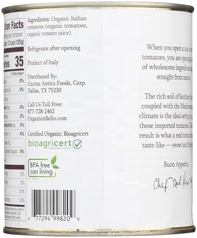 ORGANICO BELLO Organic Whole Tomatoes, 28 OZ