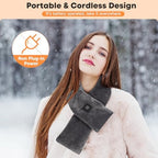 Neck Heating Pad Cordless, Rechargeable Heated Scarf with 5000mAh Power Bank, Portable Neck Warmer with 3 Heating Levels, Heating Pad for Neck Pain Relief and Stiffness, Christmas Gift, Grey