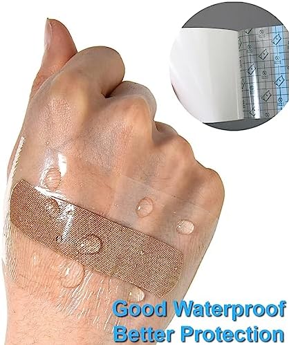 OBTANIM 50 Sheet Transparent Waterproof Stretch Adhesive Bandage Clear Film Dressing Bandages Tape Cover for Tattoo Shower Swimming Protector (8 x 8 Inch)