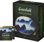 Greenfield Magic Yunnan Black Tea, 100 Double Chamber Tea Bags, Premium Chinese Yunnan Blend, Rich & Malty, Smooth Finish, Individually Sealed Foil Sachets, Caffeinated
