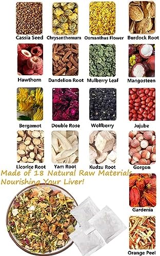 Premium Liver Detox Tea,30 Tea Bags /5.3 Oz, Nourishing Liver with 18 Natural Herb Ingredients, Traditional Chinese Liver Cleanse Tea, for Liver Detox & Liver Protection Hebal Chinese Tea 排毒茶.