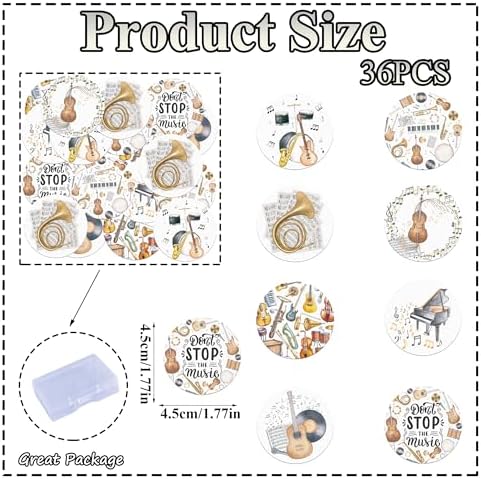 36PCS Edible Musical Instrument Cupcake Toppers Wafer Paper Music Symbol Cake Picks Music Concert Cake Topper Guita Piano Violin Cupcake Picks for Concert Theme Party Decor (Musical)
