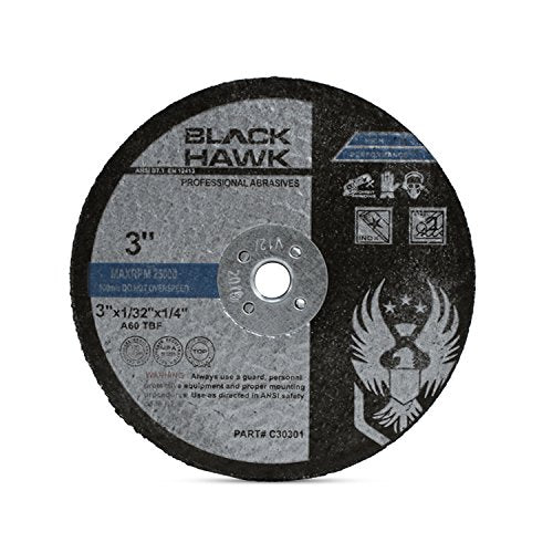 BHA Metal and Stainless Steel Cut Off Wheels for Die Grinders, 3” x 1/32” x 1/4” - 25 Pack