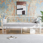 JURMERRY Metal Daybed Frame Twin Size with Steel Slats Platform Furniture, White…