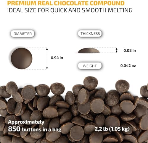 OLDSOUL Chocolate Compound Buttons 2.2 lb | Dark Chocolate 17% Real Cocoa | Smooth Melting | Perfect for Baking & Desserts (2.2 Lbs, Dark Chocolate)