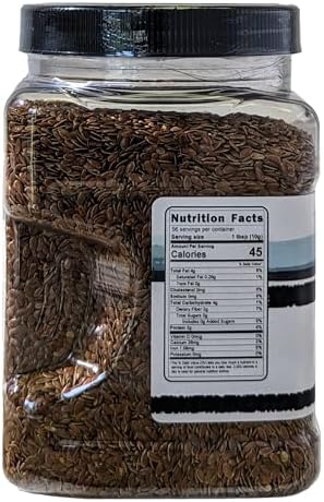 Whole Brown Flaxseed 1.25 lb. in Reusable Container by Medley Hills Farm - Premium Quality Flax Seeds - Sproutable