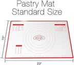 Silicone Pastry Mat Standard 15 x 10 in Nonstick Dough Rolling Mat with Measurements Inch and cm Circles Conversion Charts BPA Free Heat Resistant to 450 F Dishwasher Safe