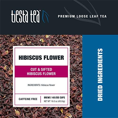 Tiesta Tea - Dried Hibiscus, Mother's Day Loose Leaf, Cut & Sifted Hibiscus Flower, Premium Blend, Non-Caffeinated, Make Hot or Iced & Brews Up to 200 Cups, 16 Ounce Resealable Bulk Pouch