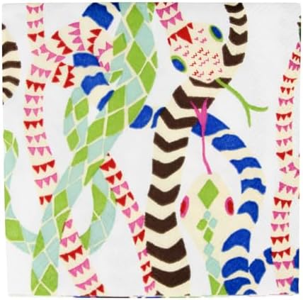 Caspari Serpentine White Boxed Cocktail Napkins - 40 Per Box